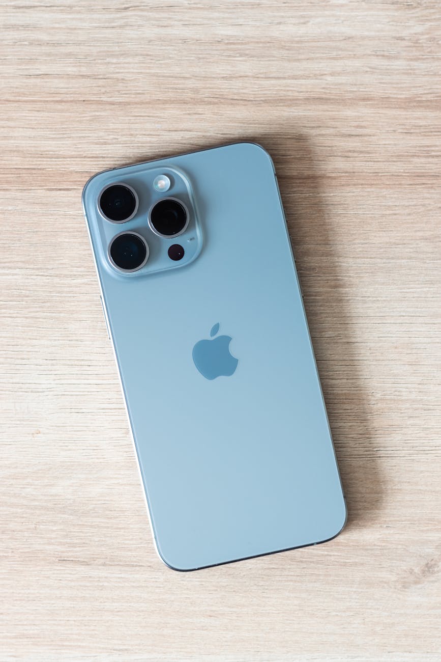 modern smartphone on wooden surface